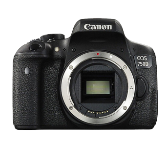 佳能/CANON  EOS 750D 單反相機(jī) 1、品牌：佳能； 2、型號(hào)：佳能750D； 3、類(lèi)型：入門(mén) ；4、產(chǎn)品尺寸（mm）：131.9×100.7×77.8mm ；5、產(chǎn)品凈重（g）：510 ；6、傳感器類(lèi)型：CMOS 7、有效像素：2400萬(wàn)